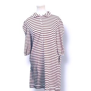 Buru Striped‎ Shirt Dress Womens Size M White Red Nautical Cottagecore Casual